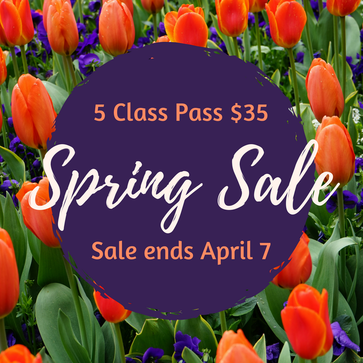Spring Sale 5 Class Pass $35 through April 7